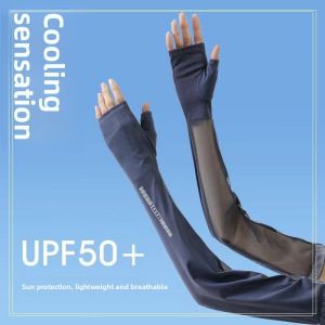 Summer UV Protection Womens Half-Finger Long Gloves Ice Thin Silk Cycling Sports Arm Protection Sleeve
