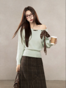 YIKEXIAOYEMEI | Áo Sweater Knitted Thiết Kế Độc Đáo