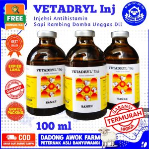 VETADRYL Injeksi 50ml & 100ml Antihistamin Hewan obat sakit SAPI KAMBING DOMBA - VETADRIL OBAT HEWAN