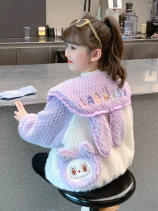 Girls Fleece Lined Thickened Autumn Winter Jacket Childrens Fashionable Stylish Coat with Zipper for Girls Sweet Style