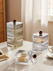Baroquehouse | Elegant Glass Cotton Swabs Storage Box