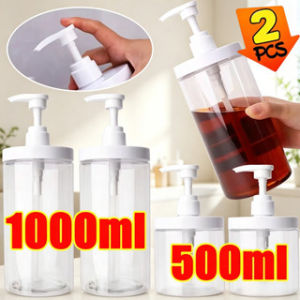 500/1000ML Large Capacity Empty Pump Dispenser Bottles Travel Shampoo Lotion Container