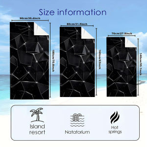 Black Geometric Crystal Polygon Quick Drying Microfiber Beach Towel Lightweight for Swimming Camping Yoga - Bath Towel