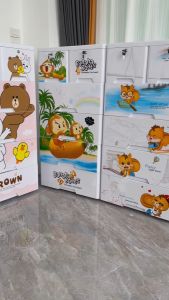 HEINOกว้าง58cmลิ้นชักเก็บของลายการ์ตูนตู้เสื้อผ้าตู้เก็บของแบบหลายชั้น ไม่มีกลิ่น ปลอดสารพิษ แบบ 6ชั้น5ชั้น4ชั้น3ชั้น