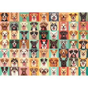 Vibrant Dog Faces 500/1000/1200/2000PCS Jigsaw Puzzles Challenging Family Activity Game for Gameroom Bedroom Party Gift