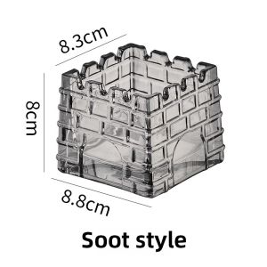 Elegant Castle Ashtray Glass Black Anti-Dust Large Size Luxury Home Living Room Decorations Creative Gift Ashtray