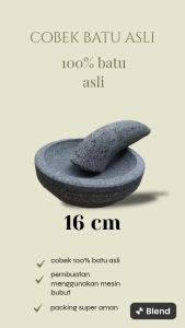 Cobek batu asli 16 cm gratis ulekan muthu terlaris