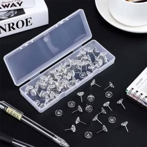 100pcs Transparent Push Pins Round Head Nail Thumb Tacks Clear Stick Pins Push Pins Painting Photo Wall Stud Office School Suppl