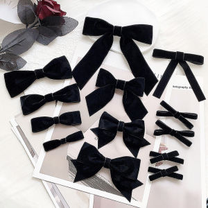 Minimalist Black Velvet Bows Decorative Pin Small Size Fall and Winter Sweet Pure Classic Style Bow Tie Womens Clothes Accessories