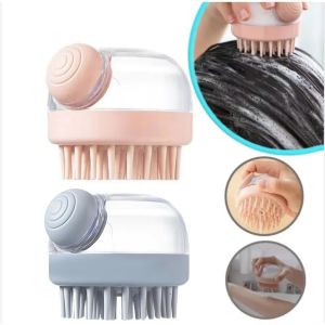 Shampoo Brush with Soap Dispenser Silicone Massage Thick Curly Wet Dry Hair Head Scrubber Massage Brush Dormitory Accessory