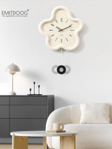 EMITDOOG 2025 New Creamy Swing Clock Modern Simple Living Room Wall Hanging Clock No Drilling Required Imported Eco-Friendly Material