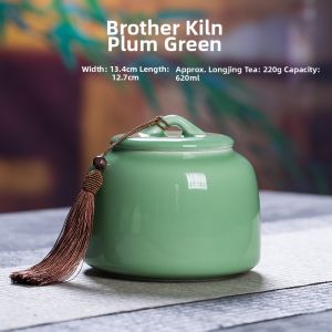 Longquan Celadon Ge Kiln Crackle Pattern Large Tea Storage Sealed Jar
