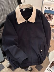 แจ็คเก็ตทำงานสไตล์อเมริกันสำหรับผู้ชาย ฤดูใบไม้ร่วง 2025 สไตล์ฮาร์ดิงตันแบบลำลอง เสื้อคลุมแบบสวมหัวสองชั้น สีบล็อก