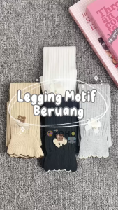BOBOHO - LEGGING ANAK PEREMPUAN MOTIF BEAR / LEGGING BAYI  / CELANA PANJANG ANAK PEREMPUAN GAYA MODIS