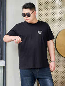 Men's T-shirt Round Neck Pure Cotton Short Sleeve Shirt plus Size Overweight Man Loose Extra Large Half-Sleeve Top
