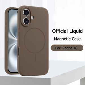 High Quality Official Liquid Soft Silicone For Magsafe Magnetic Case For iPhone 16 Pro Max Plus 15 14 13 12 Pro Max Camear Lens Soft Case Cover Shockproof Protective Phone Casing