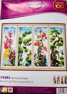 Tranh thêu chữ thập Tứ quý LV3282 kích thước 121 x 75 cm