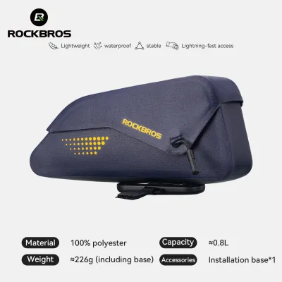 ROCKBROS Bike Top Tube Bag Waterproof Scratch Resistant Front Frame Bag 0.8L Commute Storage Bag Road Bike MTB Bicycle Accessories
