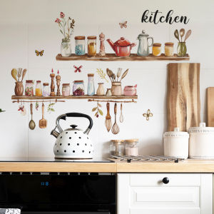 1PCS Painted Kitchenware Glass Jar Kitchen Dining Room Home Beautification Decoration Wall Sticker PVC Material