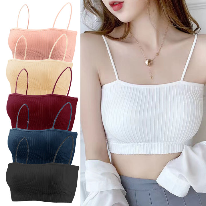Comfort Mul-Color Bra Tube Bras Cotton Female One-Piece Chest Crop Top  Bralette Underwear with foam