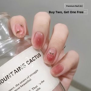 MONLEYTA | Wearable Manicure Nail Patches Summer New Style Short To Medium Length Ice Transparent Color French Style Finished Product