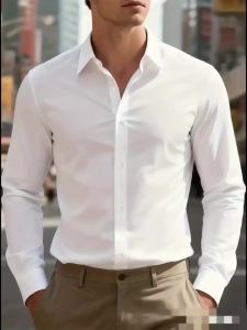 2pcs Mens Business Casual Long Sleeve Shirts with Chest Horse Print Premium Business Casual Shirt Slim Fit Long Sleeve 5 Colors