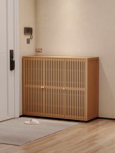 Shoe Rack Wooden Shoe Cabinet Dustproof And Bamboo Door Breathable 20Pairs+ Shoe Rack Organizer Stackable Shoe Cabinet