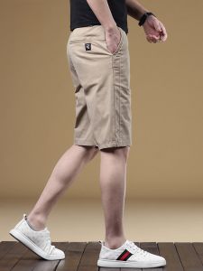 ROMON | Lormen Mens Five-Quarter Pants Summer Thin Straight Leg Pure Cotton Mid-Calf Casual Sports Elastic Ice Silk Shorts