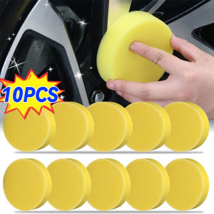 10PCS Car Round Polishing Pad Waxing Sponge Yellow Car Foam Sponge Wax Applicator Car Detailing Tool Auto Cleaning Accessories