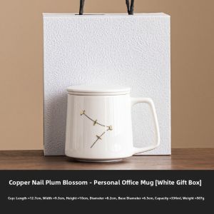 JISU | Elegant Design Tea Water Separation Ceramic Mug with Lid