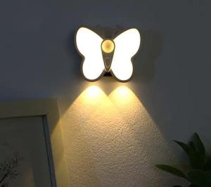 New intelligent motion sensing LED butterfly night light creative butterfly shaped C-shaped rechargeable night light suitable for wiring free cabinet lights bedroom lights wardrobe lights staircase lights