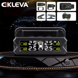 EKLEVA Car TPMS Tire Pressure Alarm Monitoring System Solar Power Charge TPMS Add Bracket Adjust the Brightness IP68 Waterproof