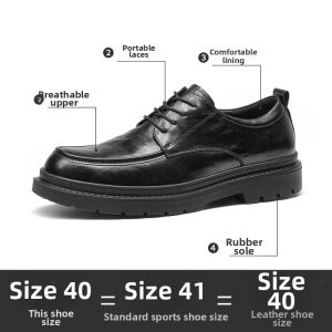 Josiny | Black Thick Heel Elevating Business Casual Shoes for Men