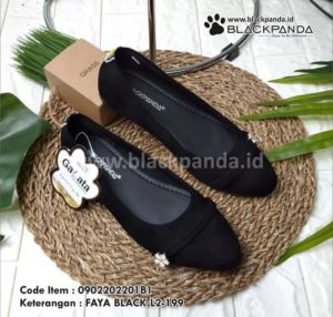 Sepatu flatshoes wanita sepatu blackpanda model pariasi simpel L2-199