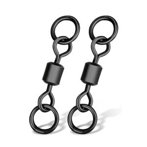 30pcs Black Carp Fishing Accessories Double Swivel Rig Rings Ball Bearing Rolling  Circle Hooks Fishing