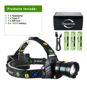580000000LM Dual Light Source Headlamp Most Powerful LED Headlight Rechaegable Head Torch Zoom Head Flashlight Fishing Lantern