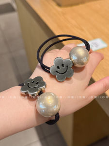 Elegant Double Layer Hair Ties for Women Durable Floral Pearl Hair Bands Stylish Hair Accessories for Daily Use And Commuting