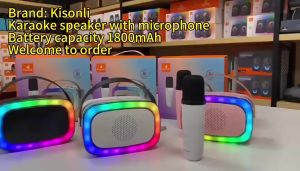Speaker Kisonli Colorfull Rainbow Karaoke Plus Microphone G21
