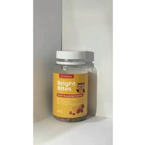 Nutrikiddos Bright Bites Kids Brain‑Boosting Gummy Vitamins Focus Memory & Learning Support Vitamin A C D B‑Complex Zinc Folic Acid 60 Gummies for Children