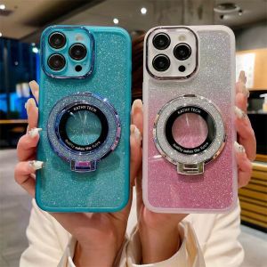 Realme 14 5G Glitter Bling Bracket Phone Case For Realme 14 Realme14 5G 2025 Full Lens Camera Protective Film Glitter Back Cover With Finger Ring Bracket For realme 14 5G