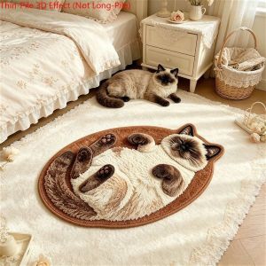 VIKAMA Cute Siamese Kitten Shaped Floor Mat 3D Visual Cat Pattern Non Slip Absorbent Bathroom Doormat Home Decor Rug