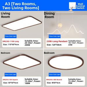 LIANGJIAXING | Ultra-thin Vintage Walnut Wood Texture Eye-protecting Full Spectrum Ceiling Light