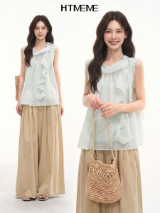 HTMEME | Pretty Sweet Bow Sleeveless See-through Shirt Female Summer
