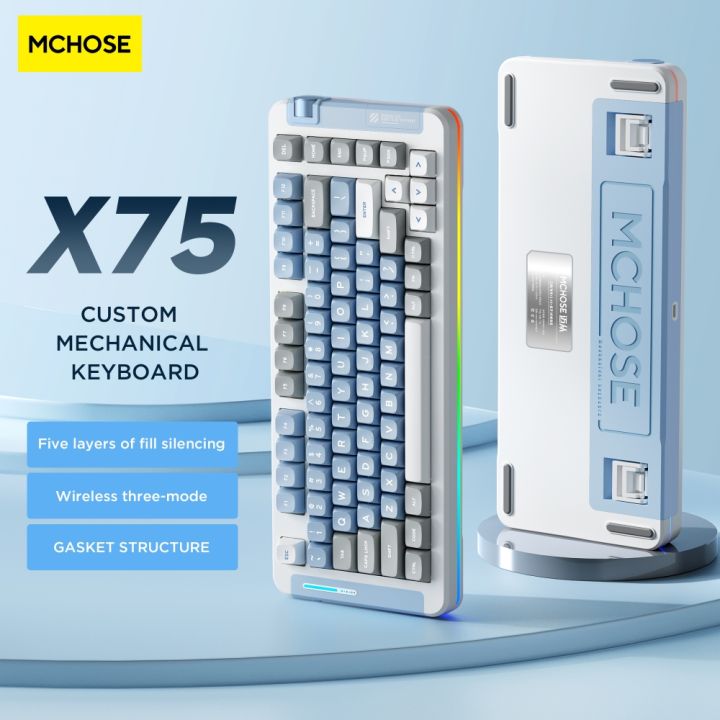 MC X75 Mechanical Keyboard 3 Mode 2.4G/USB/Bluetooth Wireless Keyboard ...