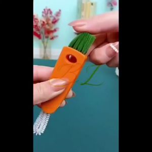 CHAINSHOP 3 In 1 Portable Bottle Cup Brush Creative Carrot Cleaning Brush