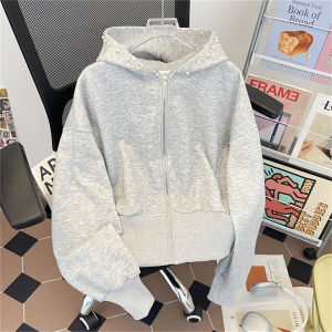 เสื้อสเวตเตอร์คาร์ดิแกนฮู้ดทรงหลวมสไตล์อเมริกันสำหรับผู้ชาย ทรงสั้น ทรงหลวม ทรงลำลอง เสื้อคลุมกันหนาวแบบสวมหัว