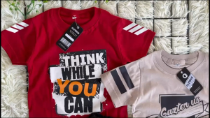 Paket 3 Pcs Setelan Baju Distro Celana Pendek Chinos anak Laki Laki & Perempuan Bahan 30s Premium