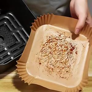 50/25 Chiếc Phụ Kiện Nhà Bếp Nồi Chiên Không Dầu Air Fryer Giấy Đồ Dùng Dùng Một Lần Vuông Tròn Khuôn Làm Bánh BBQ Đĩa Chống Dính Miếng Lót Để Nướng Bánh