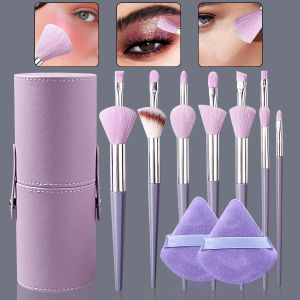 15 CÁI/16 CÁI Bộ Cọ Trang Điểm Màu Tím Bộ Cọ Trang Điểm Đa Chức Năng Mềm Mại Hình Tam Giác Dạng Xô Đựng Phấn Di Động Bàn Chải Sợi Len Nylon Để Che Khuyết Điểm Kem Nền