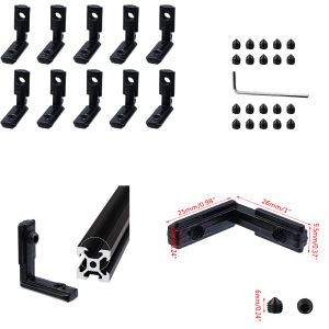 Silver/Black 10sets EU2020 Corner Bracket L-Type Internal Connectors for20 Series 6mm Slot Aluminum Extrusion Profile Accessorie